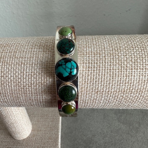 Multi stone & sterling silver cuff bracelet by Jay King - Picture 3 of 12